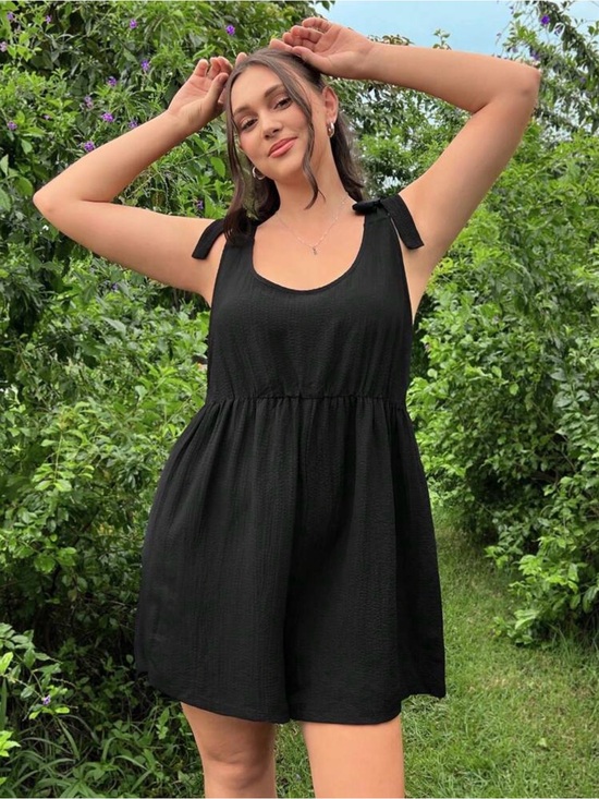 SHEIN Pants - Black Bow-Strap Romper Jumpsuit